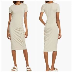 NWT Treasure & Bond Beige Side Ruched Body-Con Dress